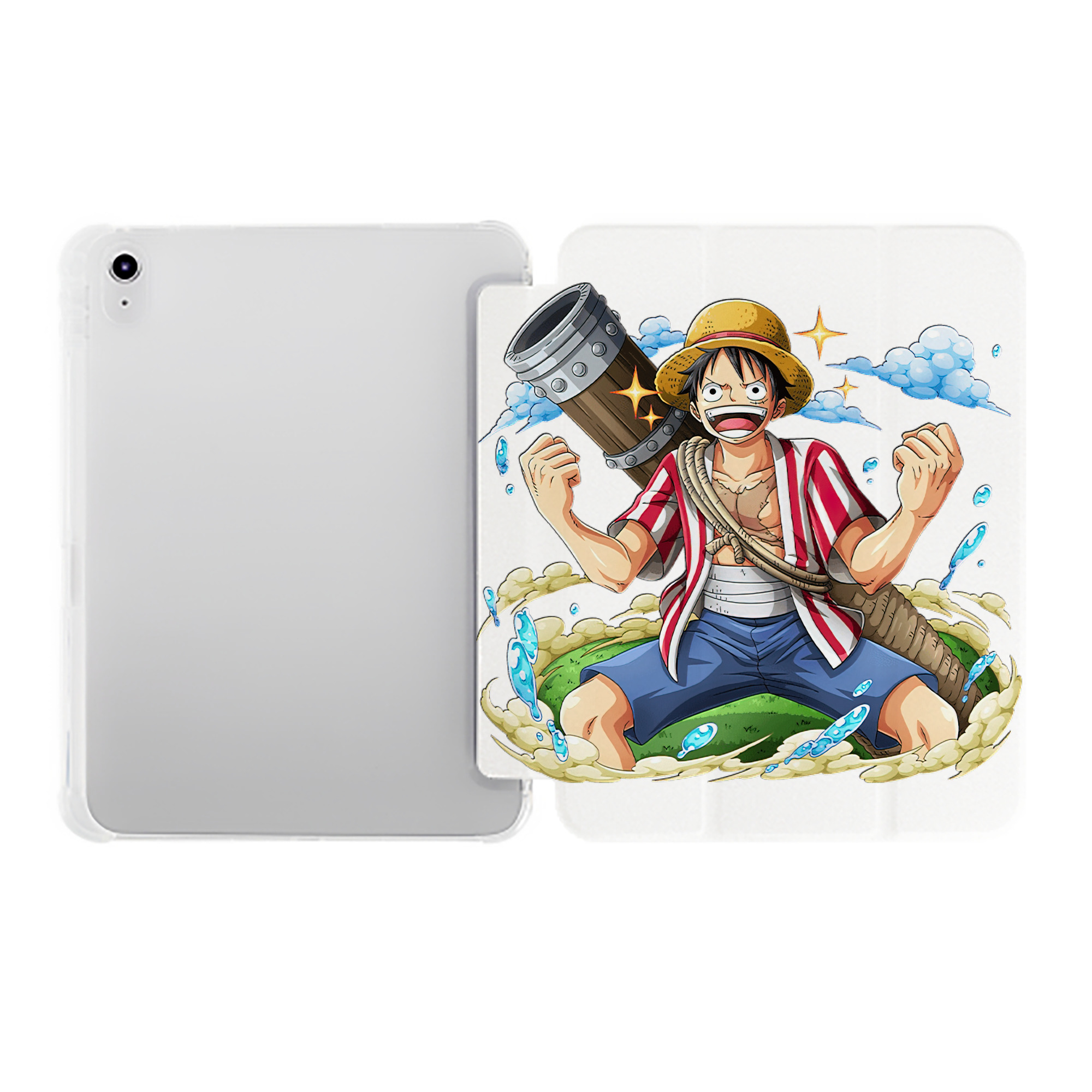 （画像用） ワンピース モンキー・D・ルフィ ONE PIECE Monkey D. Luffy IPad ケース ペン収納付き 三つ折りスタンド PUレザー×シリコン 対応機種9.5/10.5/10.9インチ